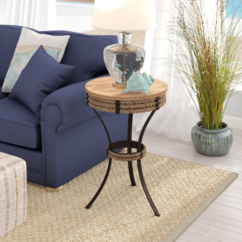 Longshore Tides Bruning Wood and Metal Wrapped End Table with Sisal